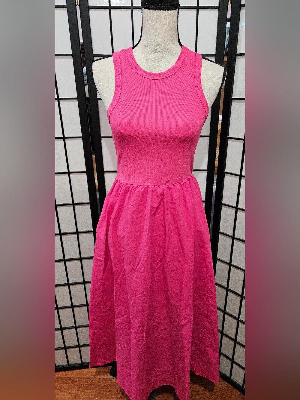 Shein Small Hot Pink A-line Tank Cotton Blen Maxi Dress